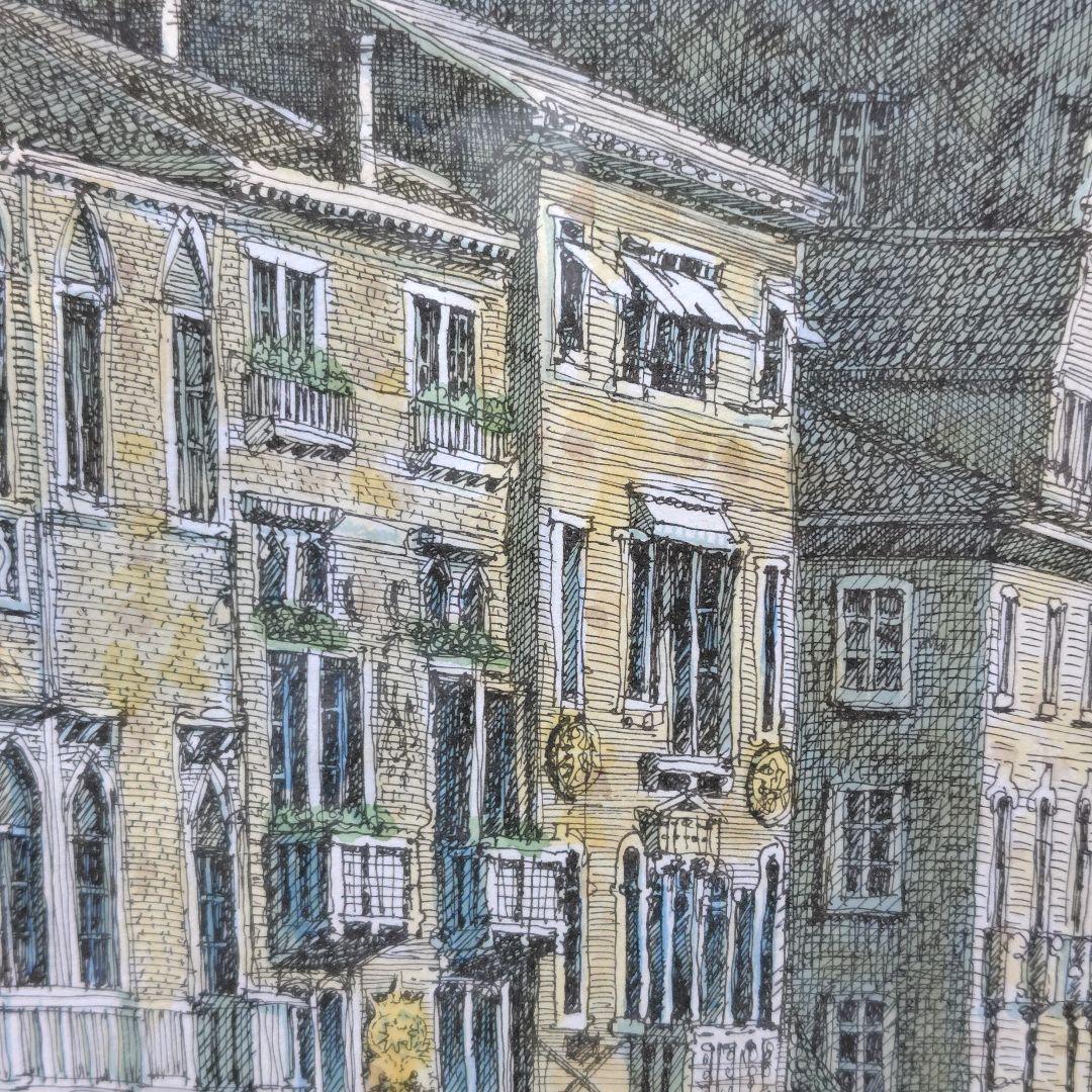 リトグラフ 版画 織田義郎／ヴェニスⅢ サイン有り 真作 額装