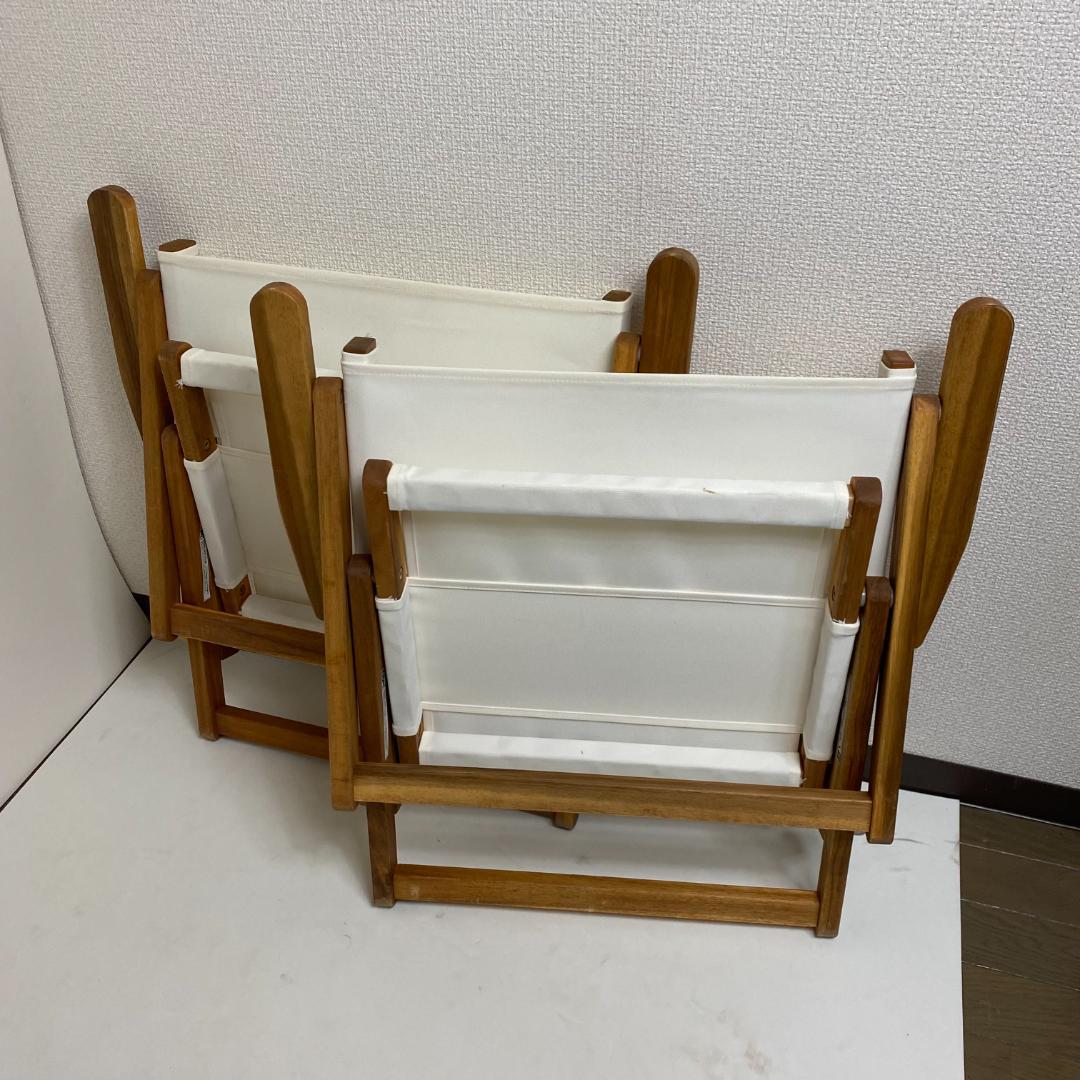★2脚セット ニトリ 折りたたみ 木製 ローチェア アイボリー