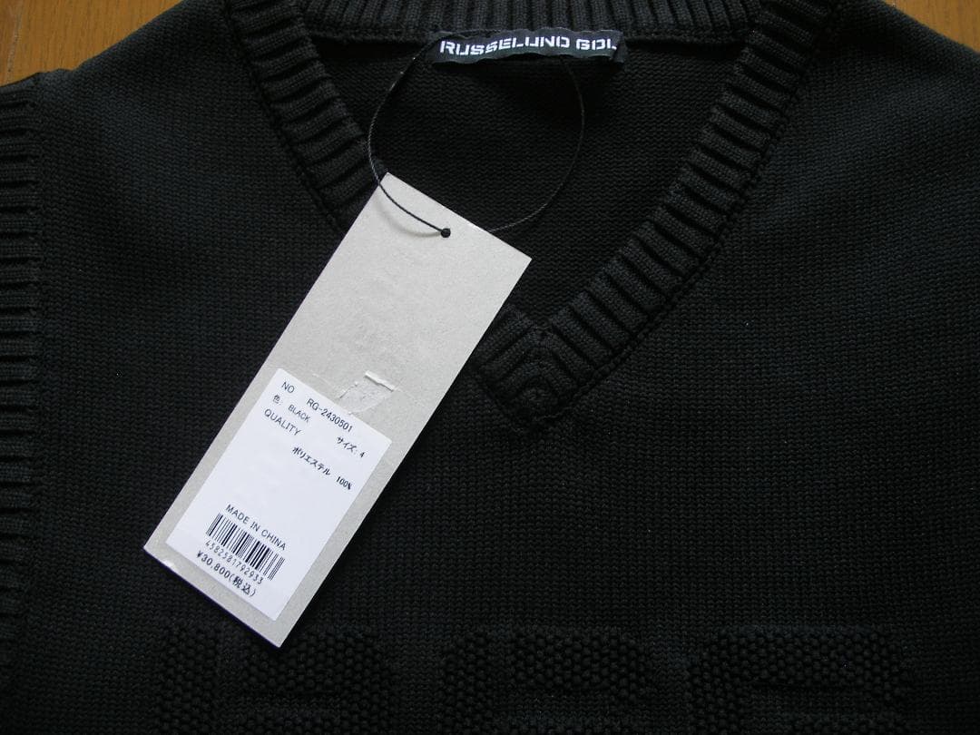 ラッセルノ ゴルフ ニットベスト 501 メンズLサイズ(5) BLK 新品