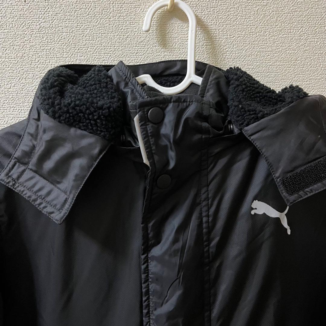 Puma　プーマ　ブラックボアベンチロングコート　キッズスポーツアウター