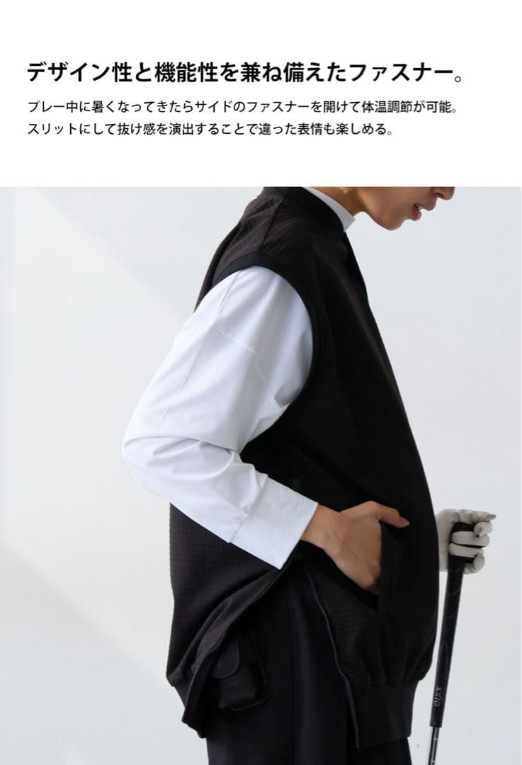 アンティカantiqua★golfロゴゴルフベスト★ブラック★男女兼用