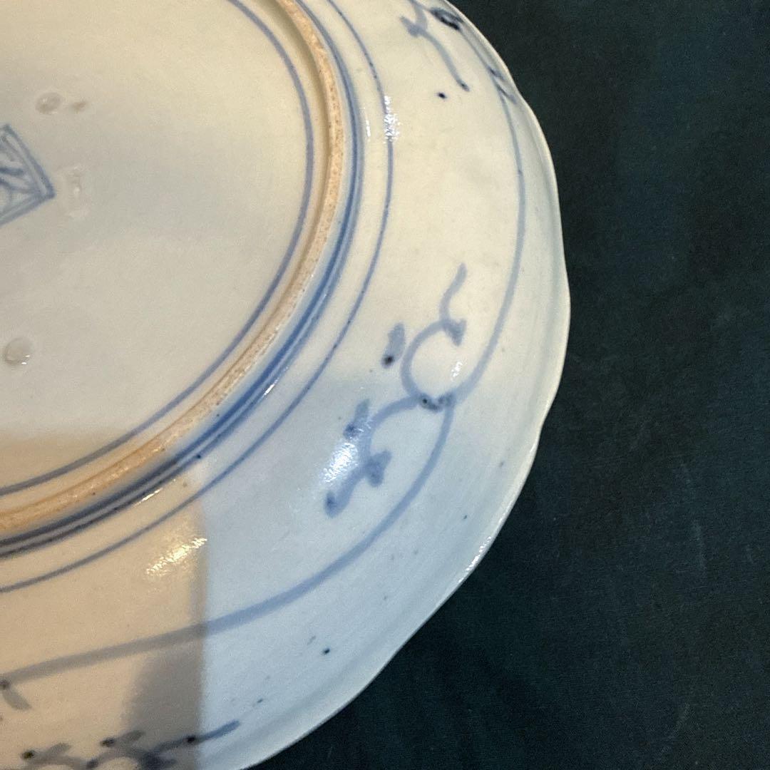 古伊万里　染付　花唐草　8寸皿