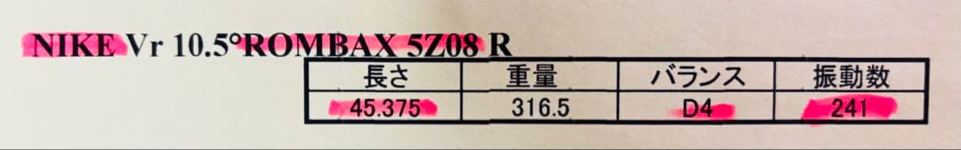 Nike Vr ドライバー 10.5° ROMBAX 5Z08 ランバックス R