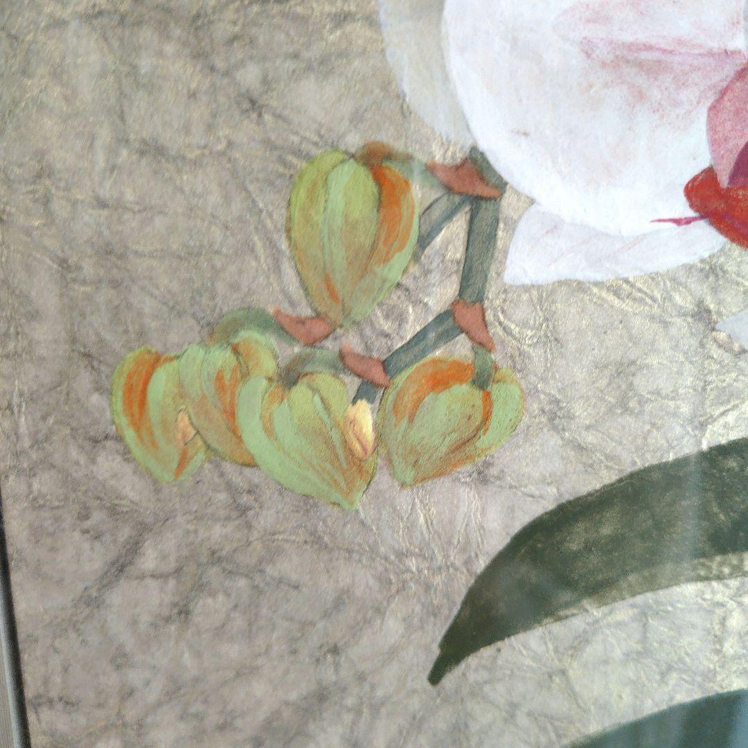 胡蝶蘭と蝶の日本画　作家原画印入り