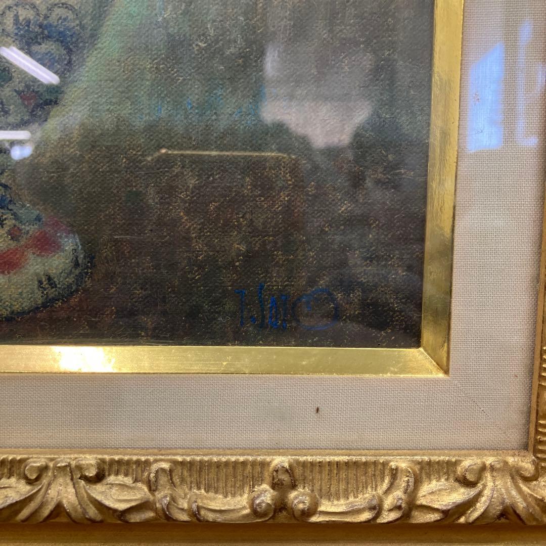 パンジー 静物画 油彩 額装 サイン有り 華やか 花 壺 壁掛け 立掛け
