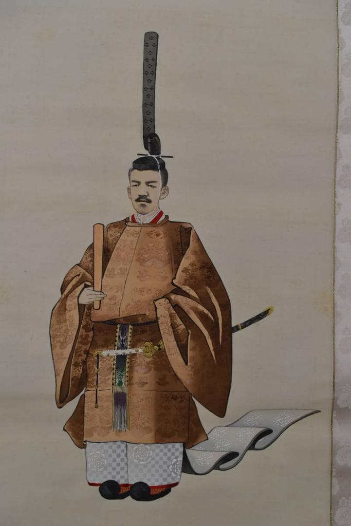 【複製】小野素文/聖上御尊影/大正天皇像図/工芸品/掛軸☆宝船☆Z-939