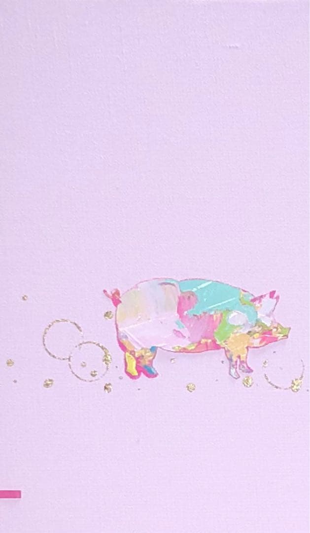 絵画　油絵　原画　一点物　動物　豚　ピンク　北欧　プレゼント　インテリア　F4