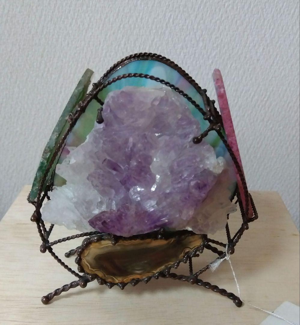 ♥天然石オブジェランプ（フラワーアメジスト）✨