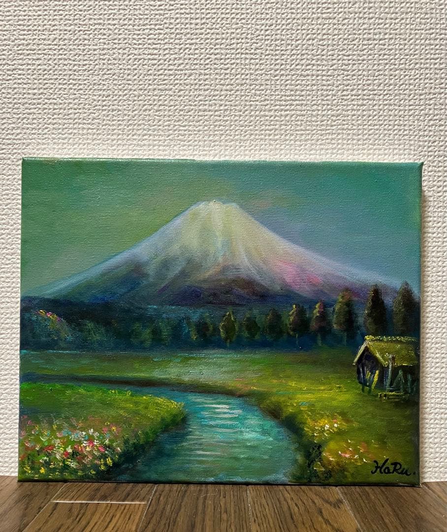 ☆ HaRu 富士山 忍野 富士1点物 真作 原画 絵画 油絵 ♪ F3