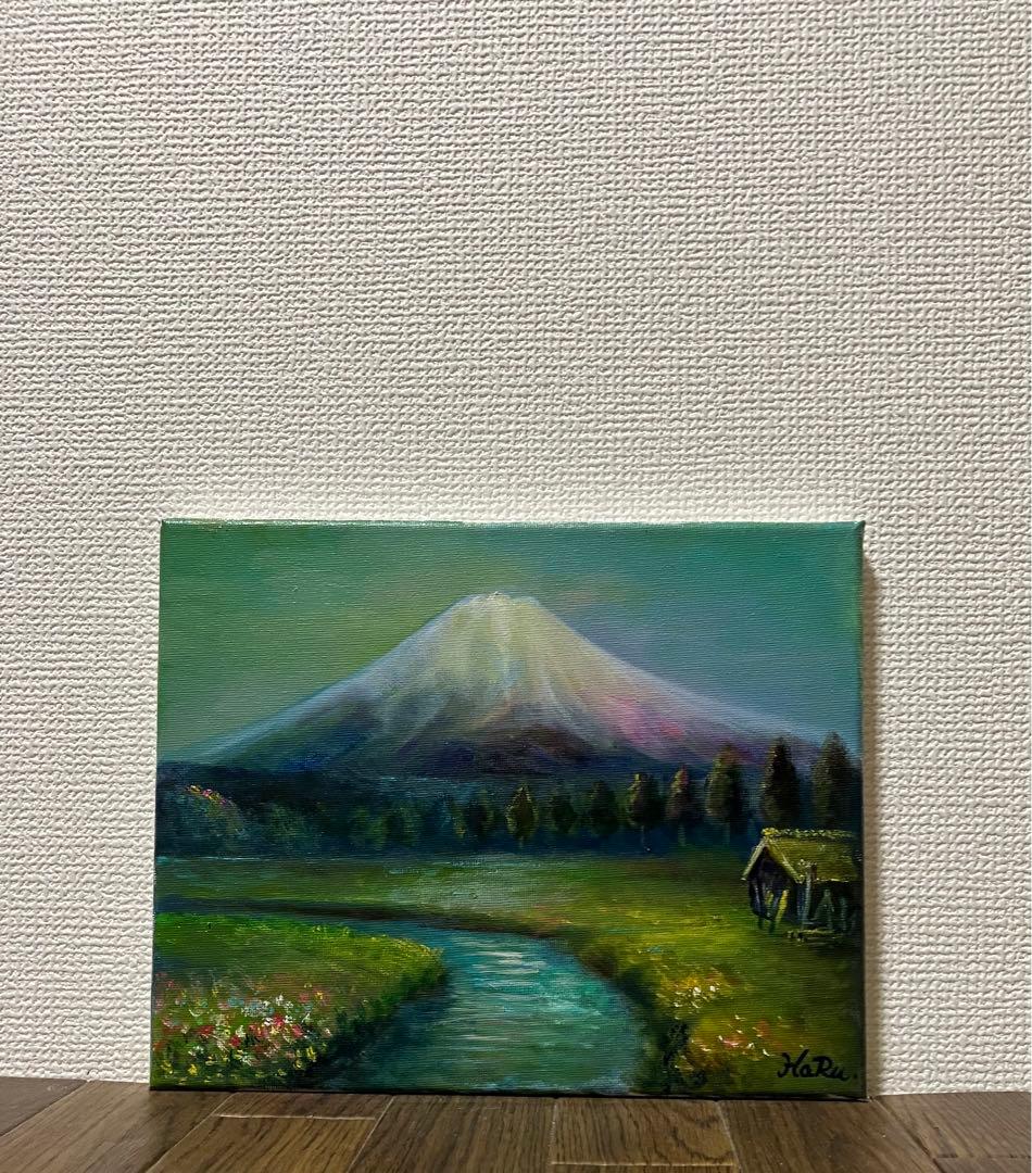 ☆ HaRu 富士山 忍野 富士1点物 真作 原画 絵画 油絵 ♪ F3