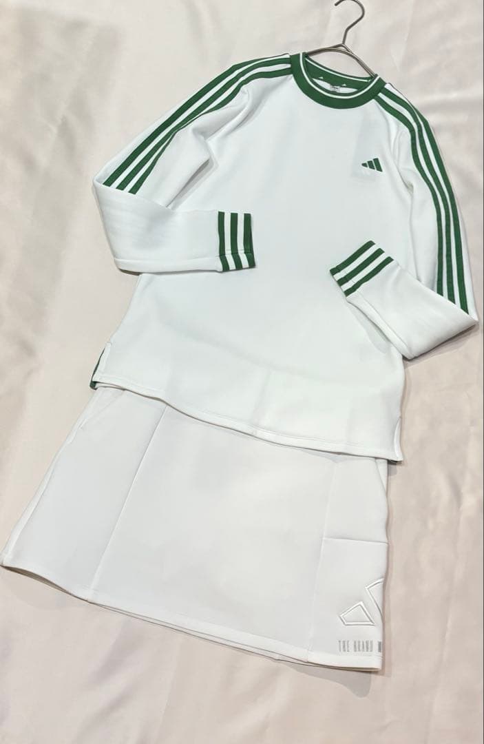 新品adidasゴルフ　保湿スリーストライプスニット　ダンボールニット　春カラー