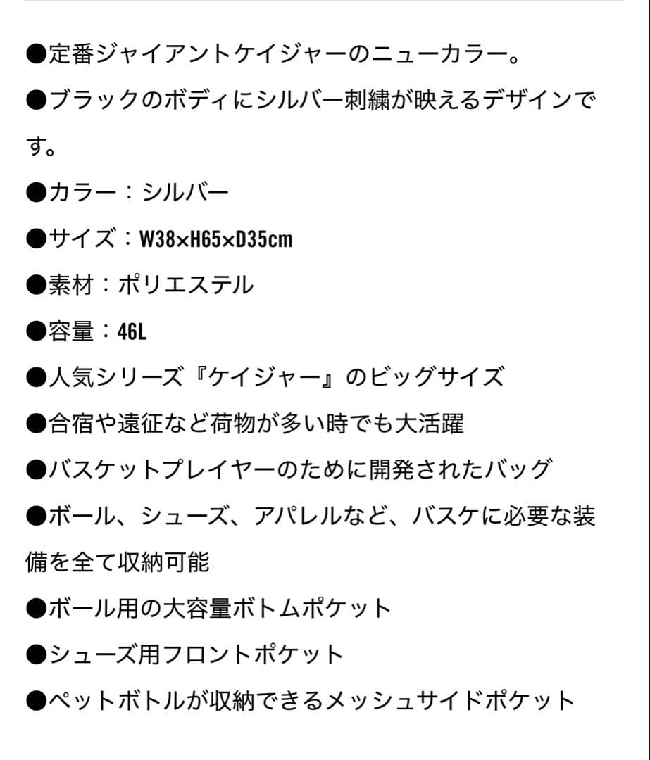 スポルディング ケイジャー バックパック リュックサック ブラック×シルバー
