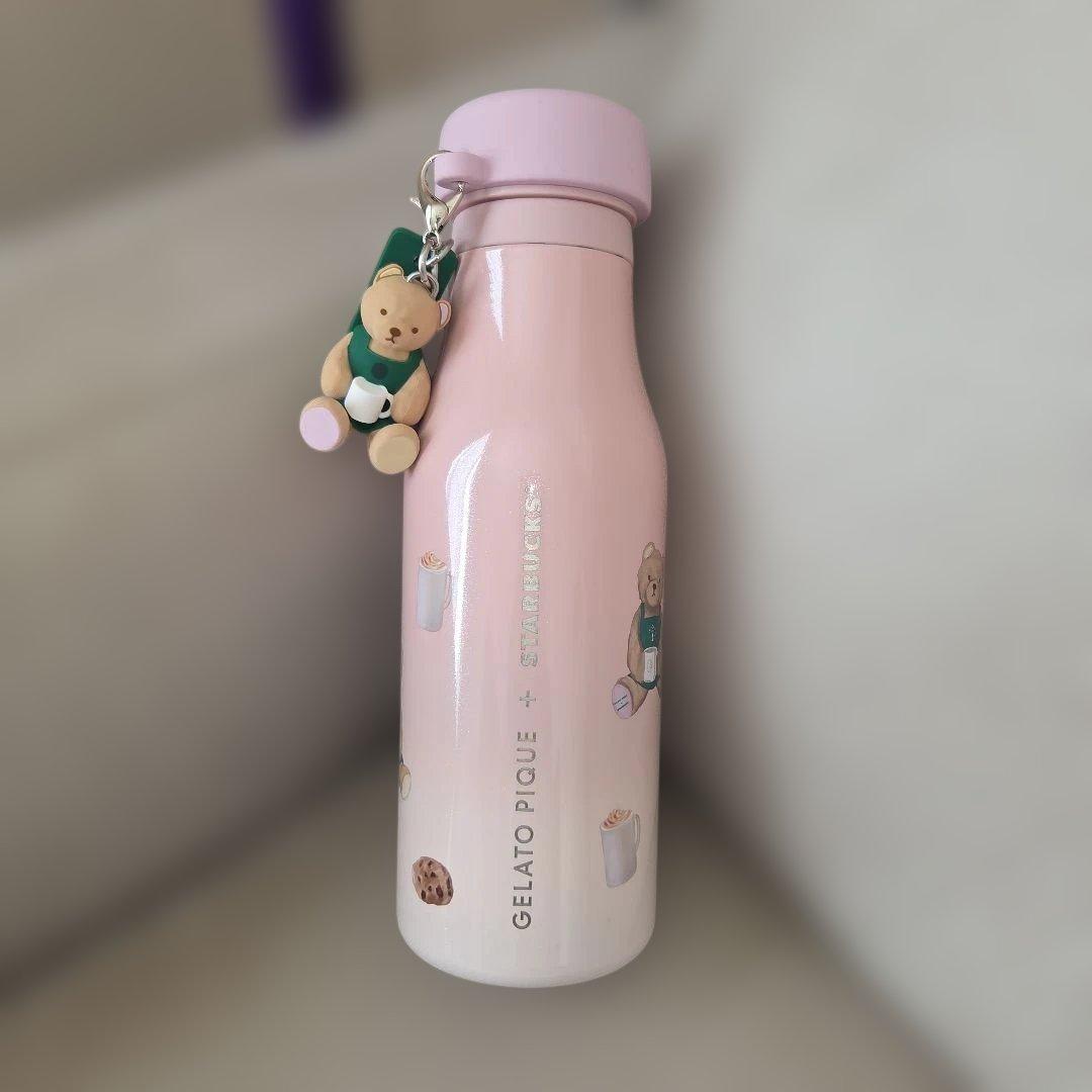 スターバックス 　ジェラートピケコラボリッドカバーベアチャーム付き　ソフトピンク