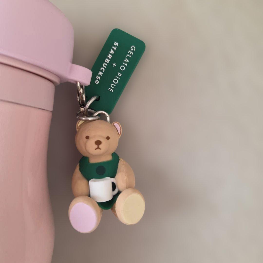 スターバックス 　ジェラートピケコラボリッドカバーベアチャーム付き　ソフトピンク