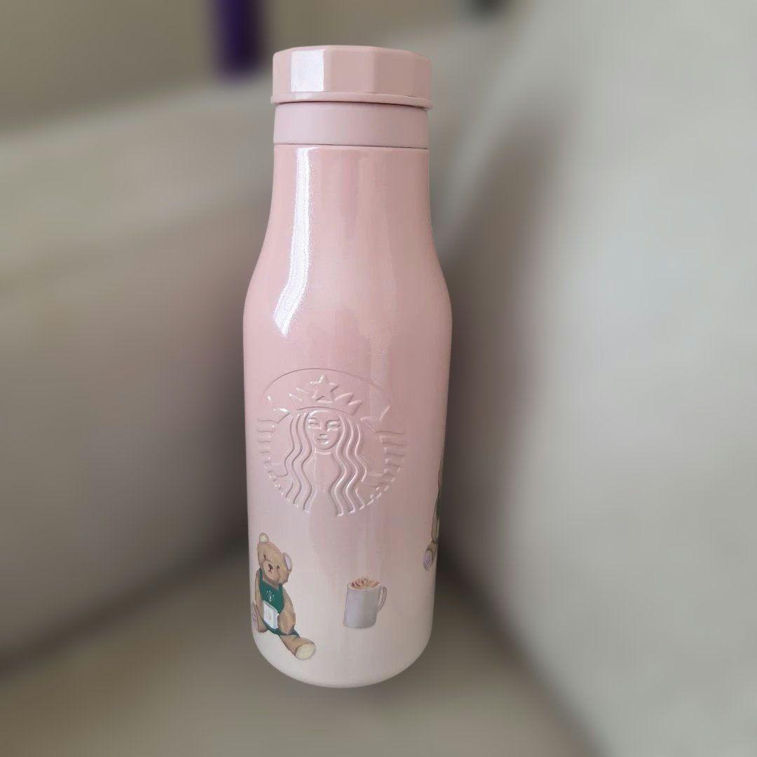 スターバックス 　ジェラートピケコラボリッドカバーベアチャーム付き　ソフトピンク