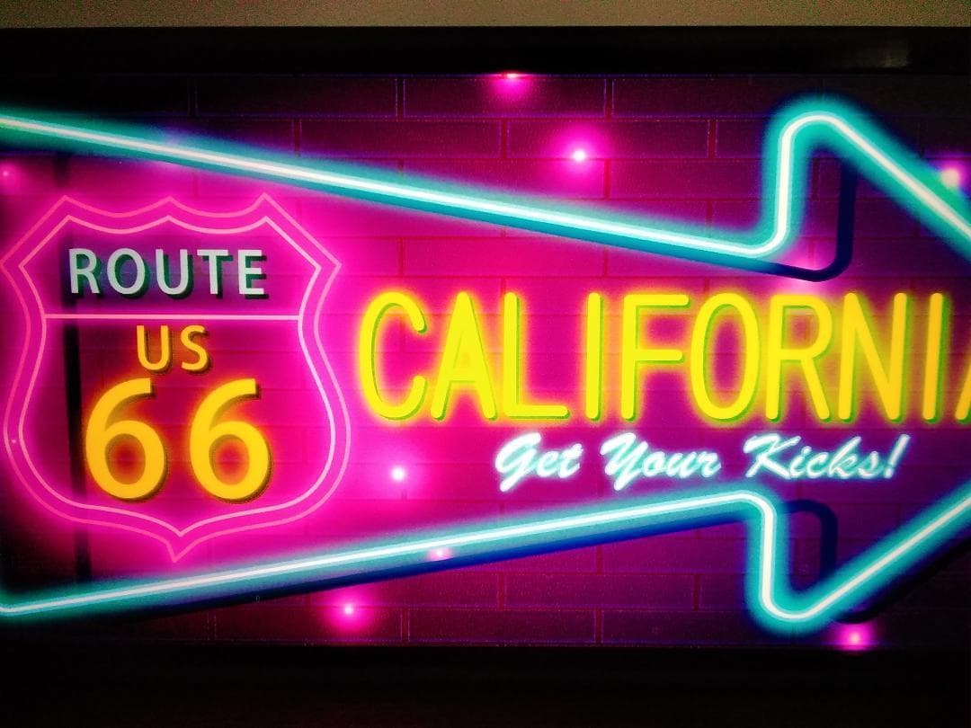 ルート66 カリフォルニア カフェ バー 置物 雑貨 LED2wayライトBOX