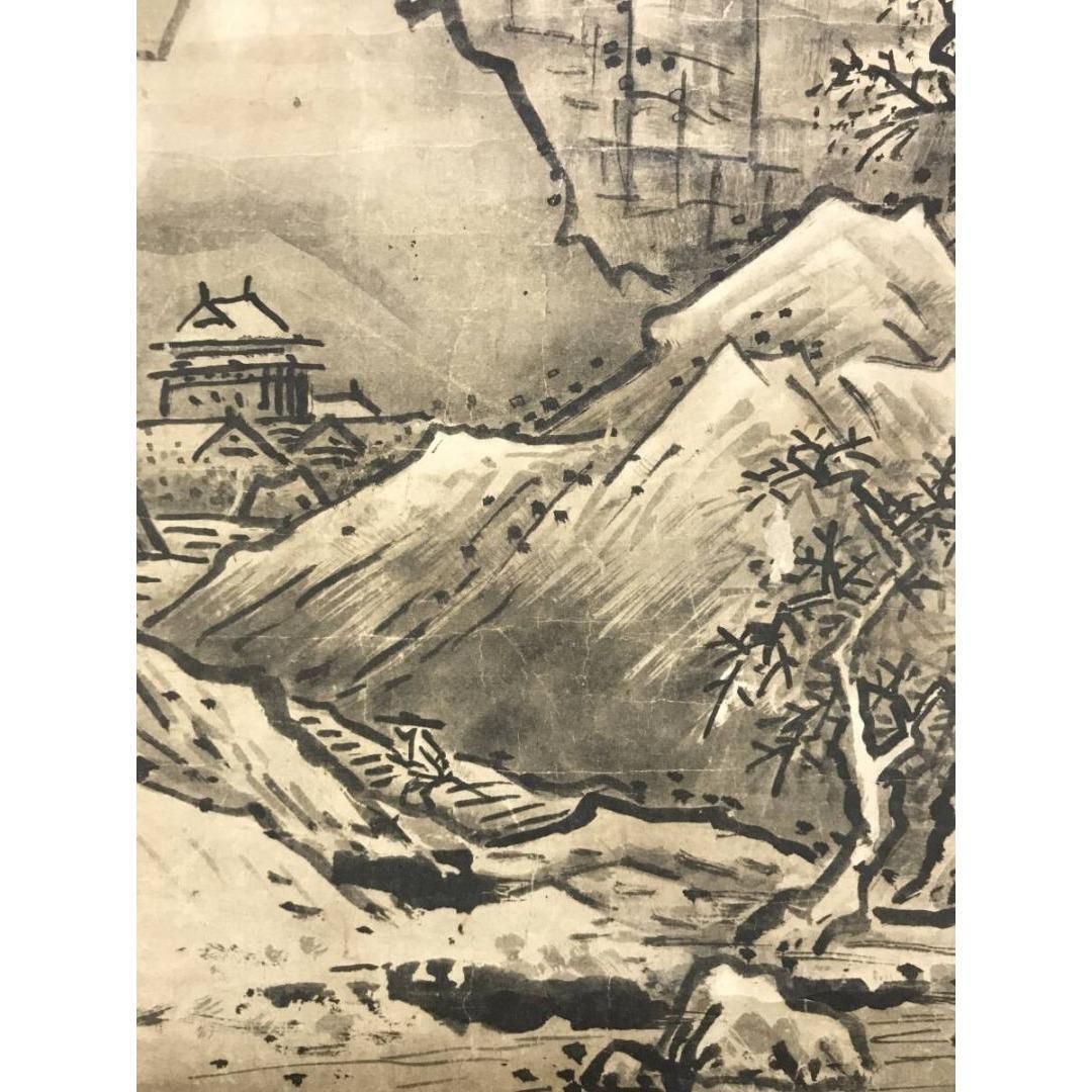 模写/雪舟/雪景山水人物図/冬山水図/名家伝来/☆AK-497