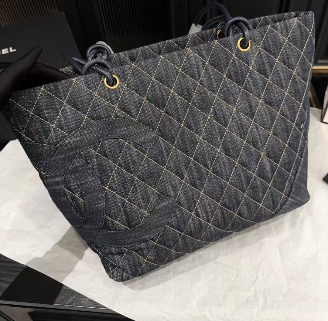 VIP限定 シャネル デニム マトラッセ トートバッグ ショルダーバッグ ブルー