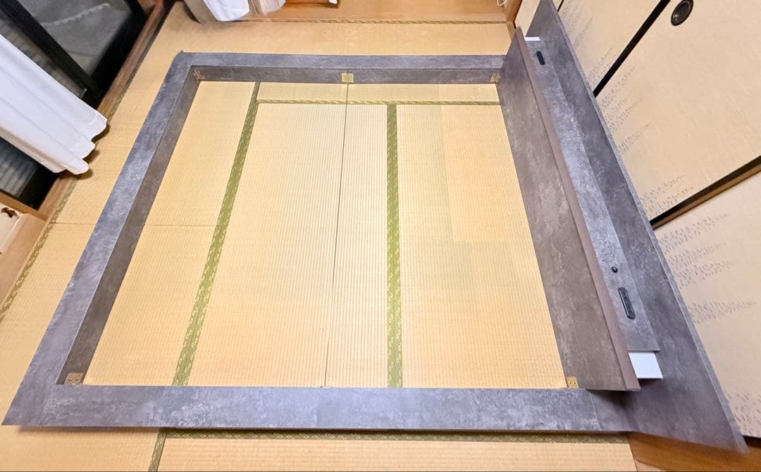 LED照明付き　キングサイズ ベッドフレーム リレア　ストーングレー