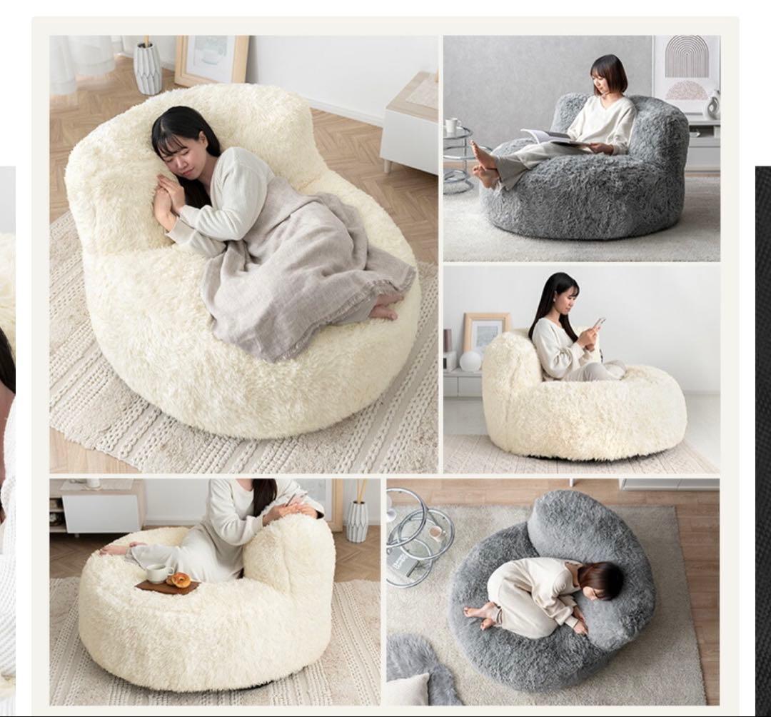 【最終値下9/19AMまで】ソファ ホワイト もこもこクッション