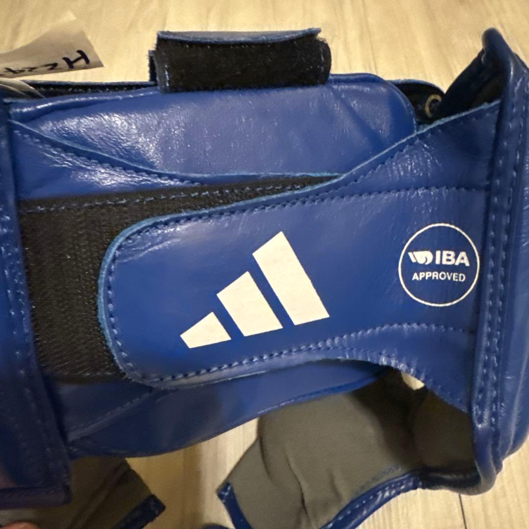 adidas 青 アマチュアヘッドギア J.A.B.F 公認シール付　サイズS