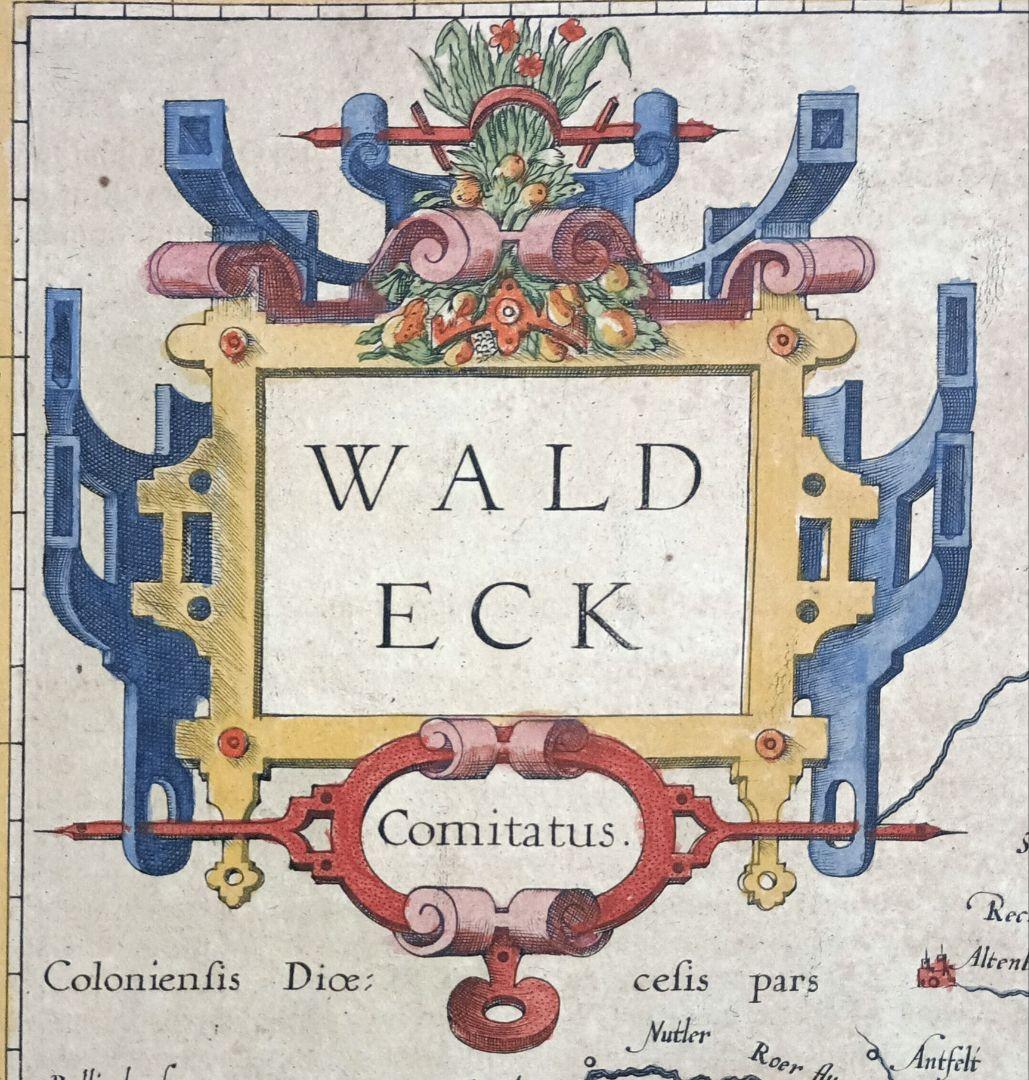 額装品　西洋古地図　17世紀　G.MERCATOR 「Waldeck」美品