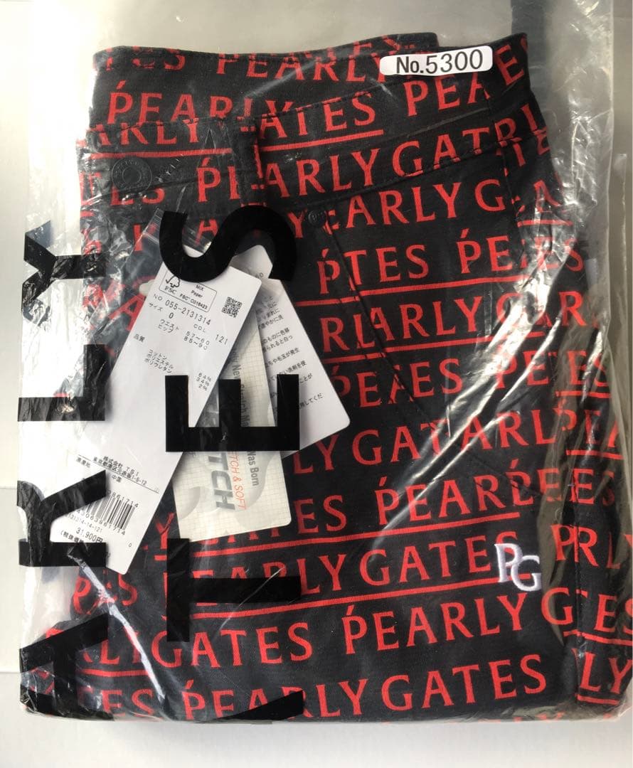 【PEARLY GATES】レディースメゾンロゴ柄ドビーストレッチロングパンツS