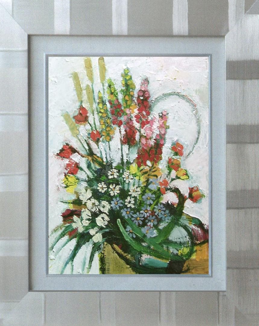 油絵 菅家令子 絵 絵画 インテリア 額付(白) uF6-111202 花