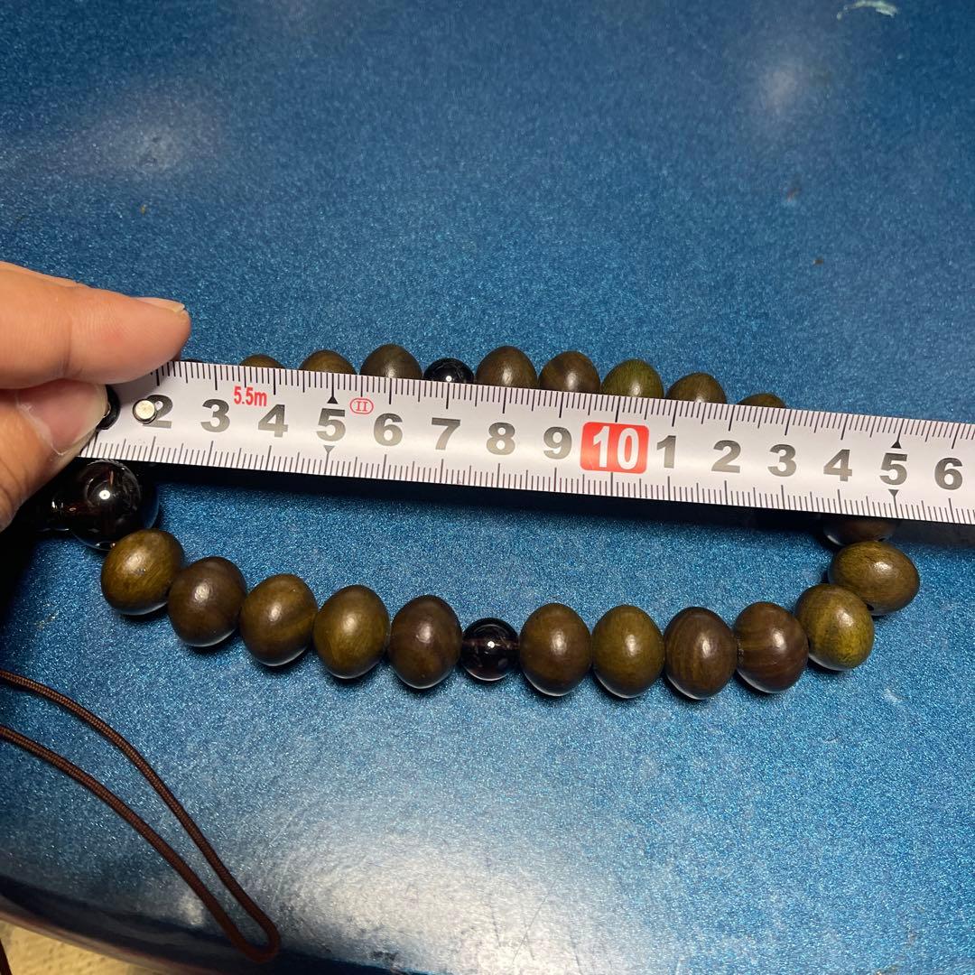 緑檀「リグナムバイタ」とスモーキークォーツ(茶水晶)の男性用数珠