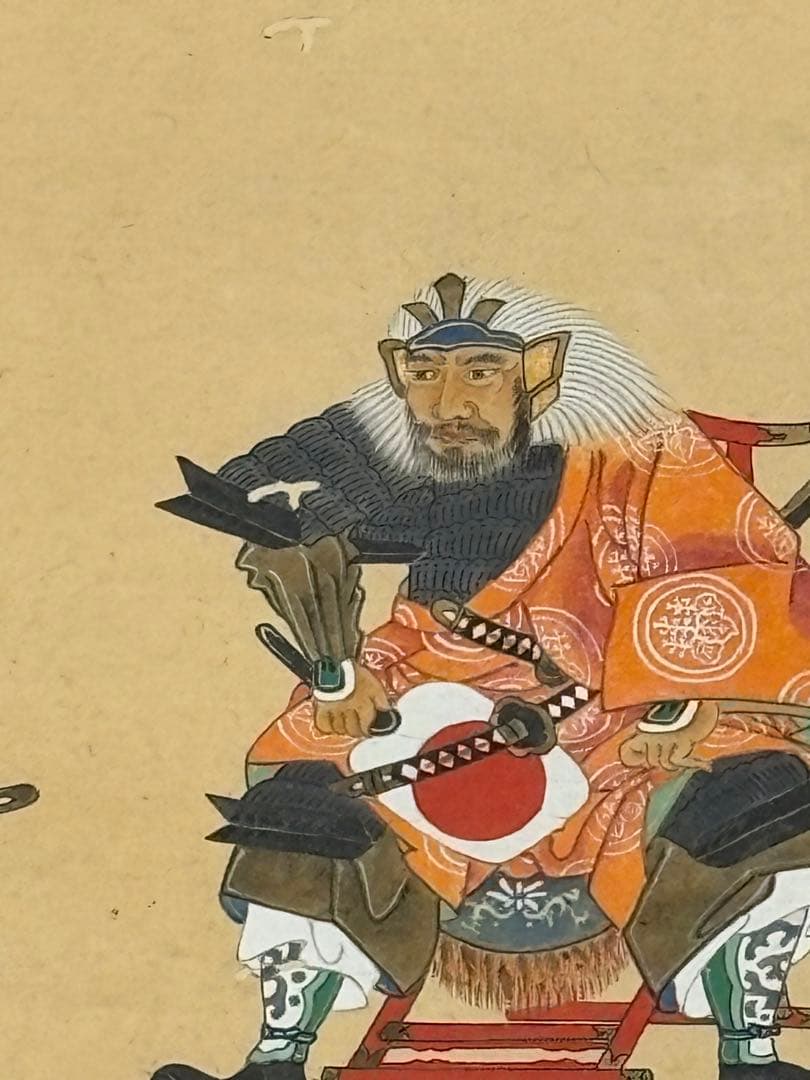 「毛利元就二十一将図」彩色木版画 江戸時代中期頃 1幅|戦国武将 掛軸 武将図