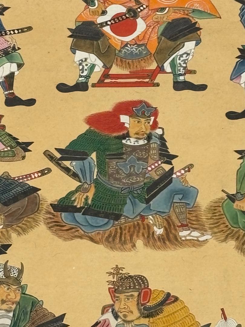 「毛利元就二十一将図」彩色木版画 江戸時代中期頃 1幅|戦国武将 掛軸 武将図