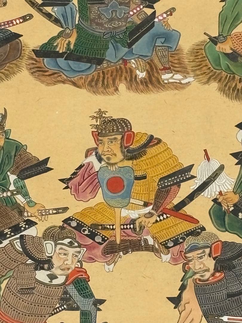 「毛利元就二十一将図」彩色木版画 江戸時代中期頃 1幅|戦国武将 掛軸 武将図