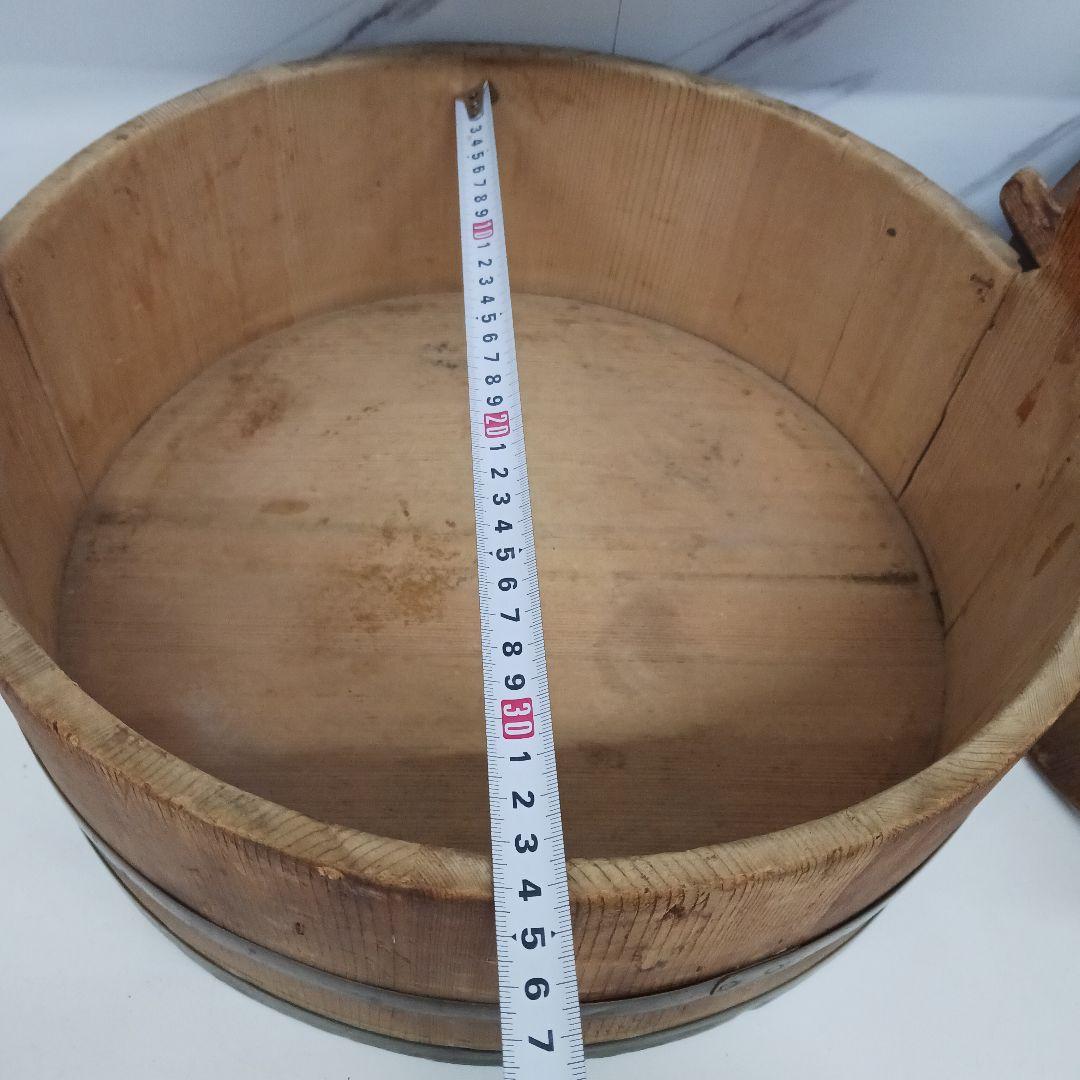 おかもち 蓋付き 昭和 レトロ 手桶 木製 当時物 骨董 ヴィンテージ B