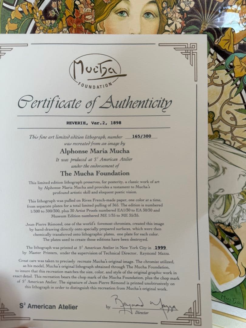 美品　Alphonse Mucha 【夢想】　証明書2点あり
