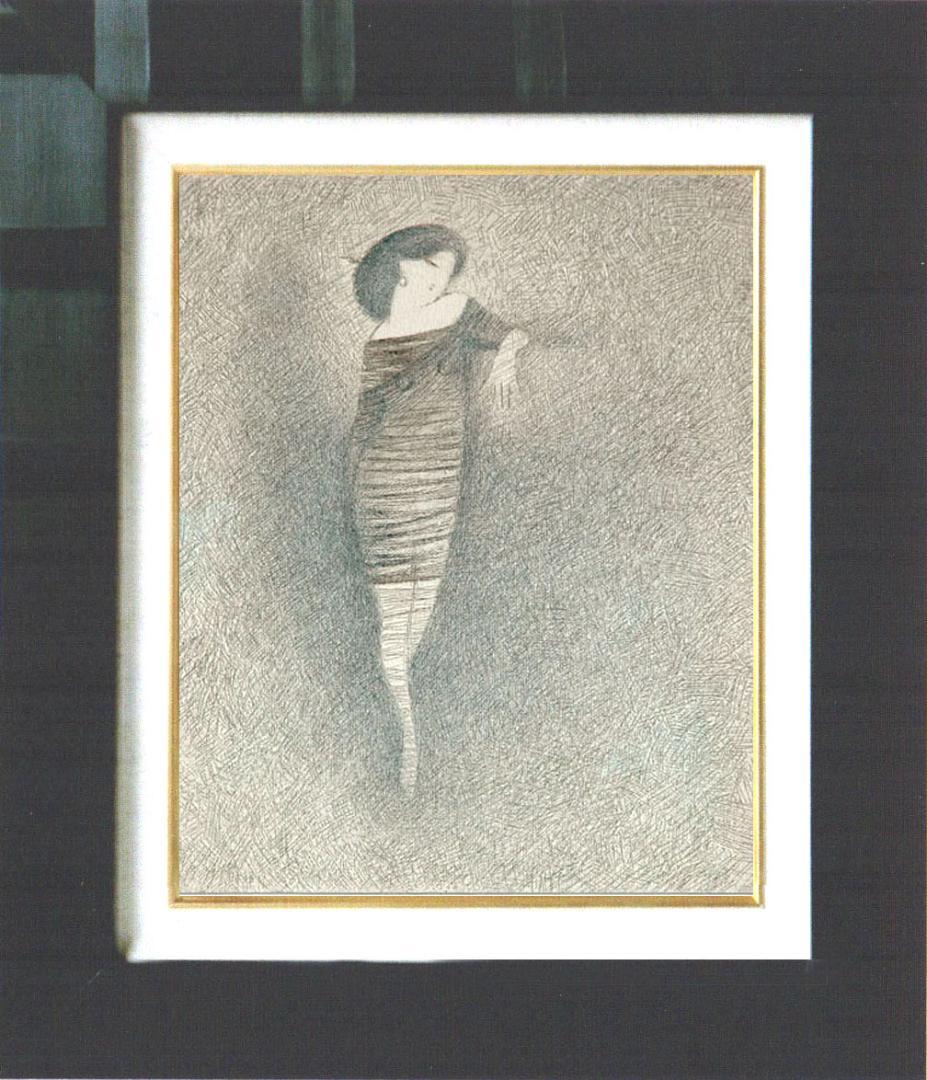 油絵 菅家令子 絵 絵画 インテリア 額付(銀) F3-010111 人物 女性