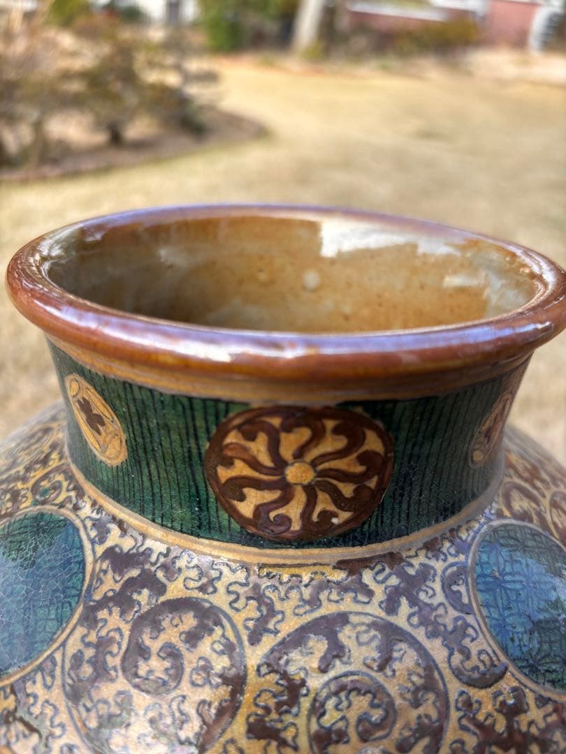 kirari様　京薩摩風 金彩色絵花瓶 高さ37cm 骨董