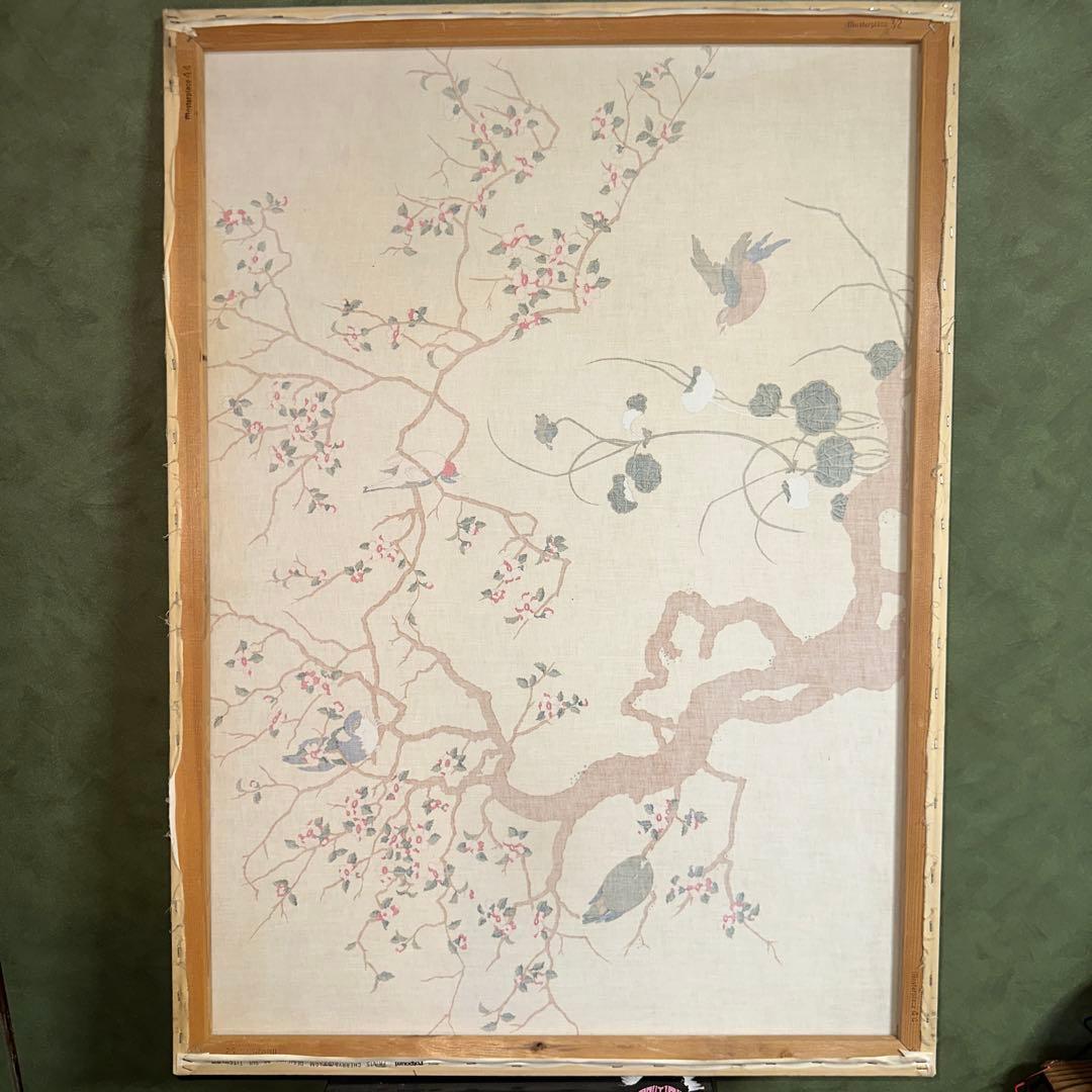 鳥をモチーフにしたヴィンテージファブリックパネル