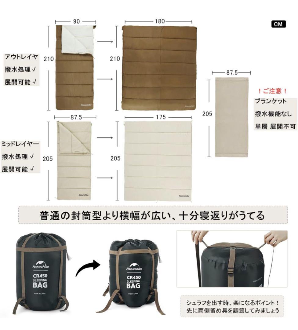 Naturehike シュラフ 寝袋 多層 4シーズン 封筒型 マルチレイヤー