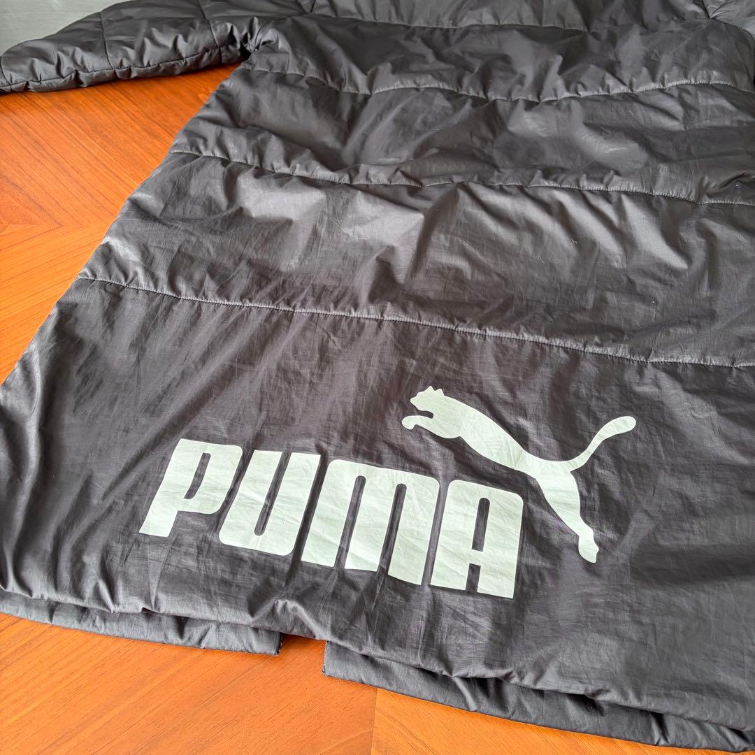 PUMA 中綿撥水ロゴロングパデッドベンチコート XL 防寒 黒 プーマ