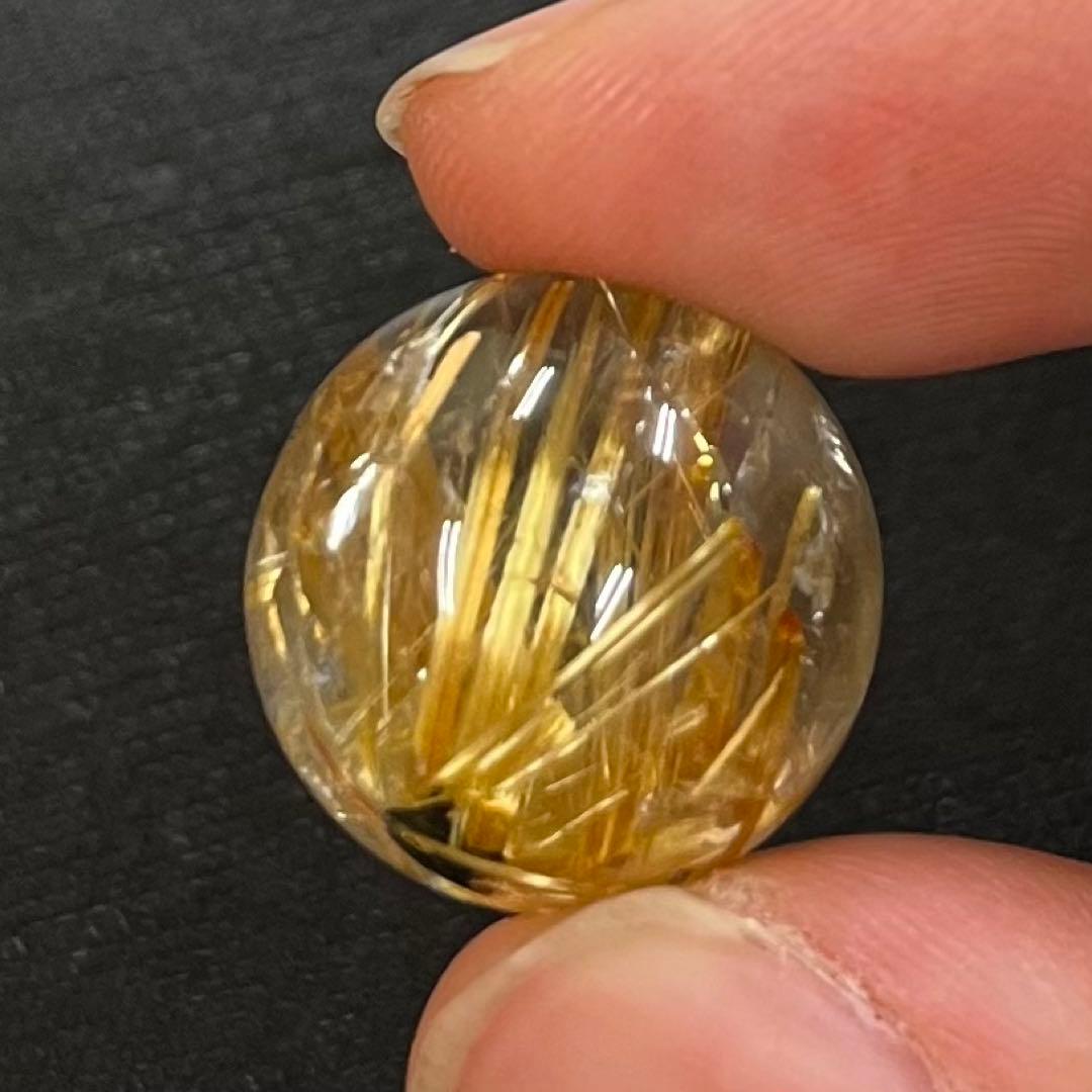 極透明度　極上10Aタイチンルチルクォーツ18.3mm金針最強 丸玉