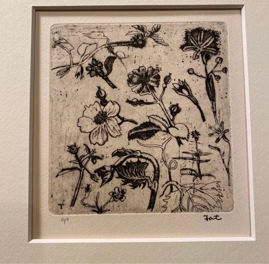 中本達也 「小さな花」 絵画額装品 東京国立近代美術館所蔵品 銅版画 作家保管分