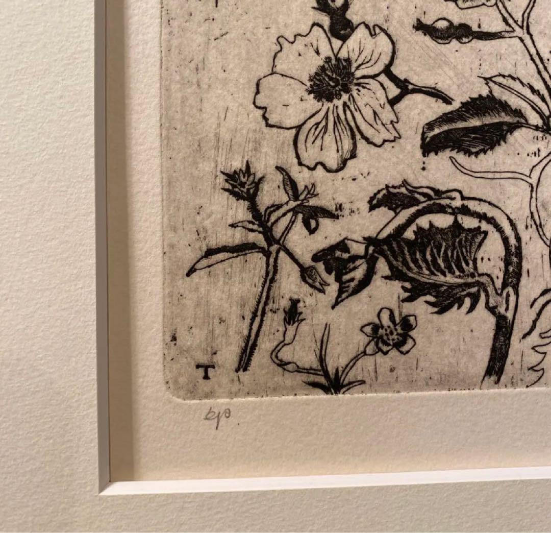 中本達也 「小さな花」 絵画額装品 東京国立近代美術館所蔵品 銅版画 作家保管分