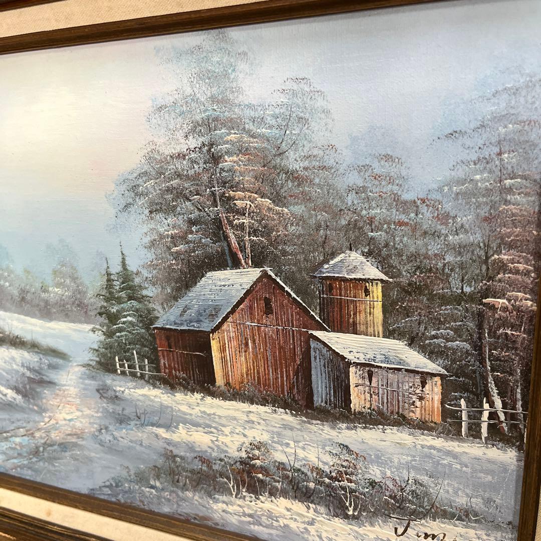油絵　風景画　額縁