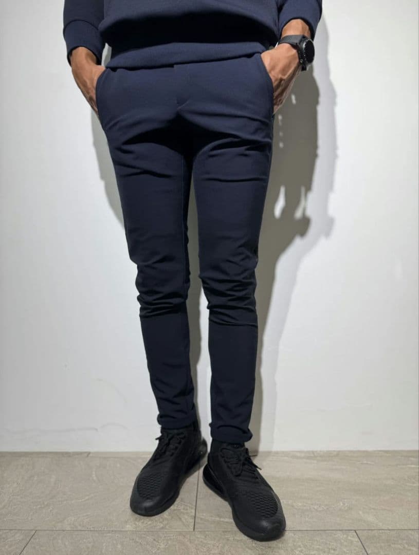 新品SLDO　裏起毛プライムフレックスサテンラインパンツ　NAVY XL