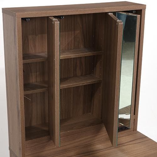 【新品・送料無料】メルル ドレッサー(三面鏡) スツール付き ブラウン 木目調