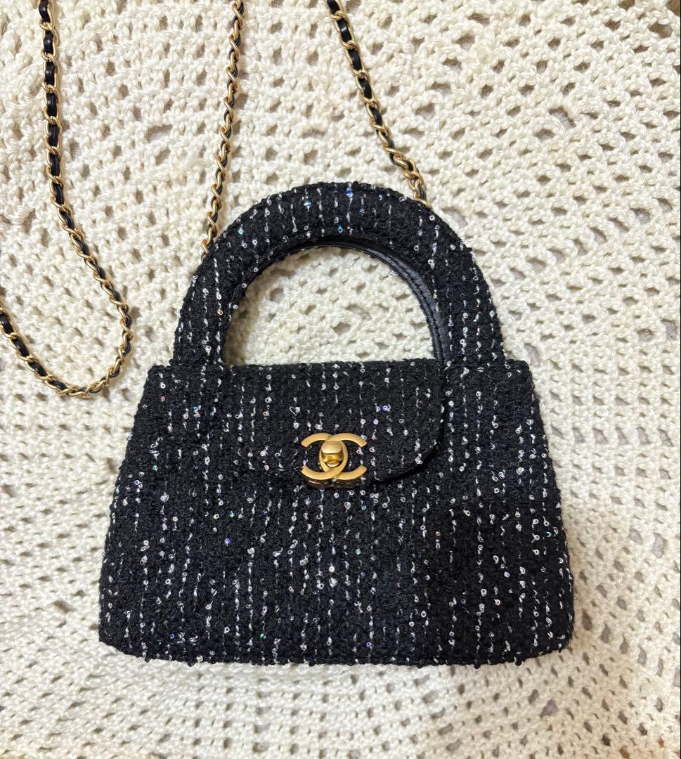 シャネル　CHANEL ノベルティ　黒 ツイード ショルダーバッグ　マトラッセ