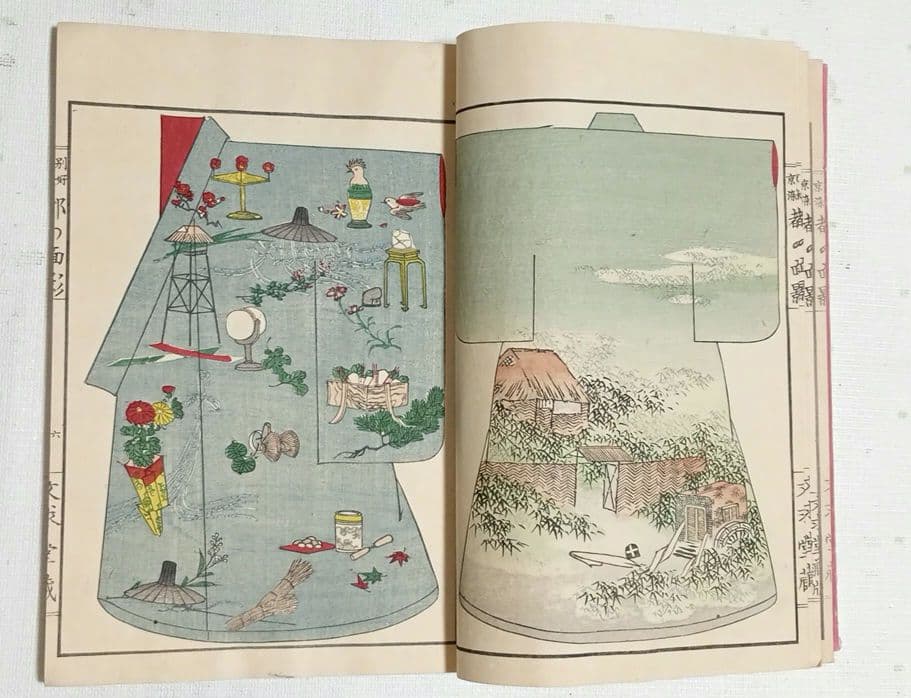 稀本都乃面影（着物図柄46図人物4図柄計50図柄)神坂吉隆（雪佳)明治23年出版