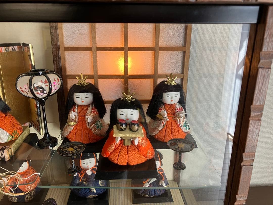 【引き取り限定（または着払い）】竜光作雛人形セット ガラスケース付き