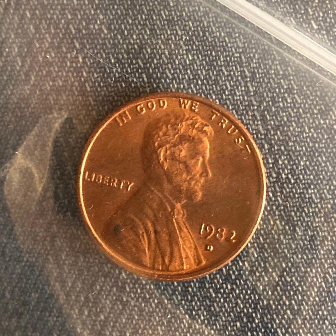 アメリカ 1セント硬貨 リンカーン 1982年 D刻印 古銭  美品 希少