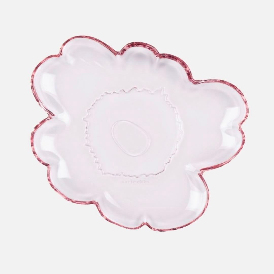 マリメッコ marimekko 新品 ガラス皿 ピンク　プレート　ウニッコ